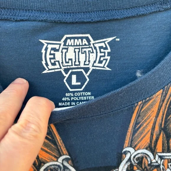 MMA ELITE LONG JOHN SLEEVE DOUBLE LAYERED ANGEL SKULL CROSS TATTOO T SHIRT - Picture 8 of 9